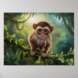 Poster Tarsius Syrichta: Macaco Tarsier na Selva Natural