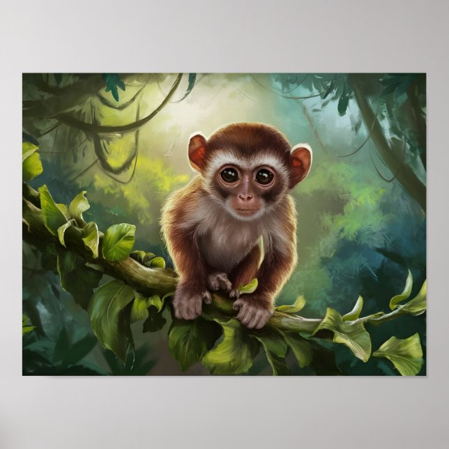 Poster Tarsius Syrichta: Macaco Tarsier na Selva Natural (Frente)