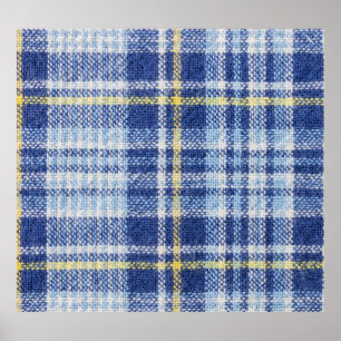 Poster Tartan Amarelo Azul: Xadrez Moda