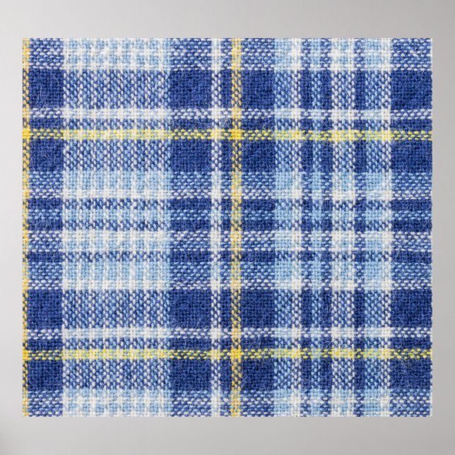 Poster Tartan Amarelo Azul: Xadrez Moda (Frente)