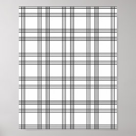 Poster Tartan de Xadrez branca com linhas pretas
