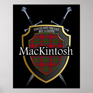 Pôster Tartan Escudo Clan MacKintosh Escocês & Espadas