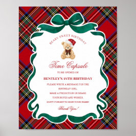 Poster Tartan Plaid Christmas Bear Birthday Time Capsule