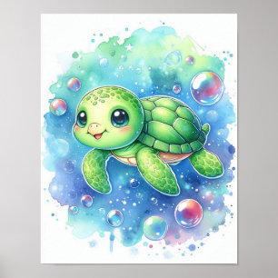 Poster Tartaruga Aquarela