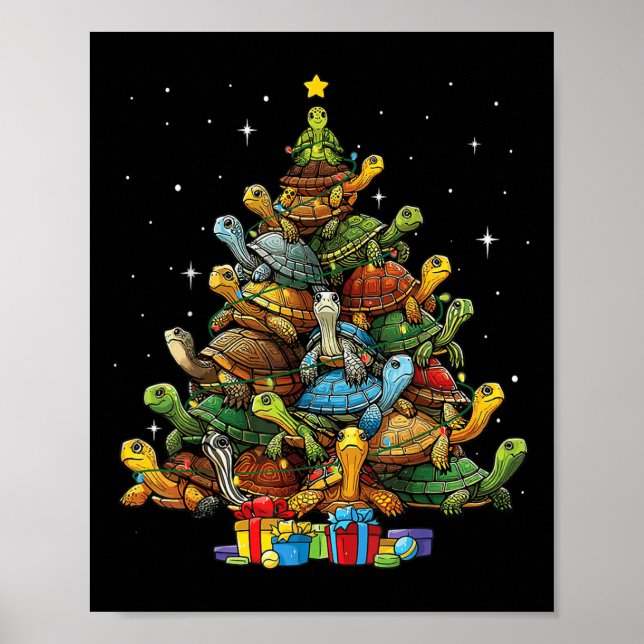 Poster Tartaruga Árvore de Natal Árvore Adorável Tartarug (Frente)