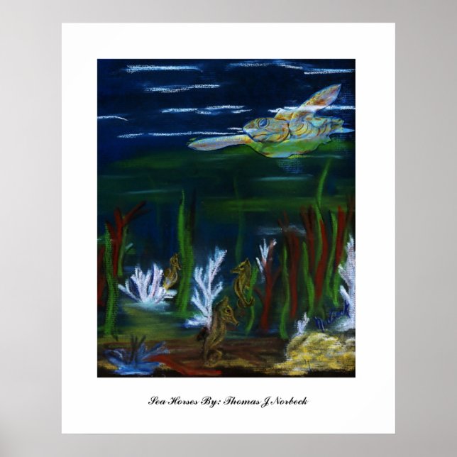 Pôster Tartaruga, Cavalos Do Mar Por Thomas J Norbeck (Frente)