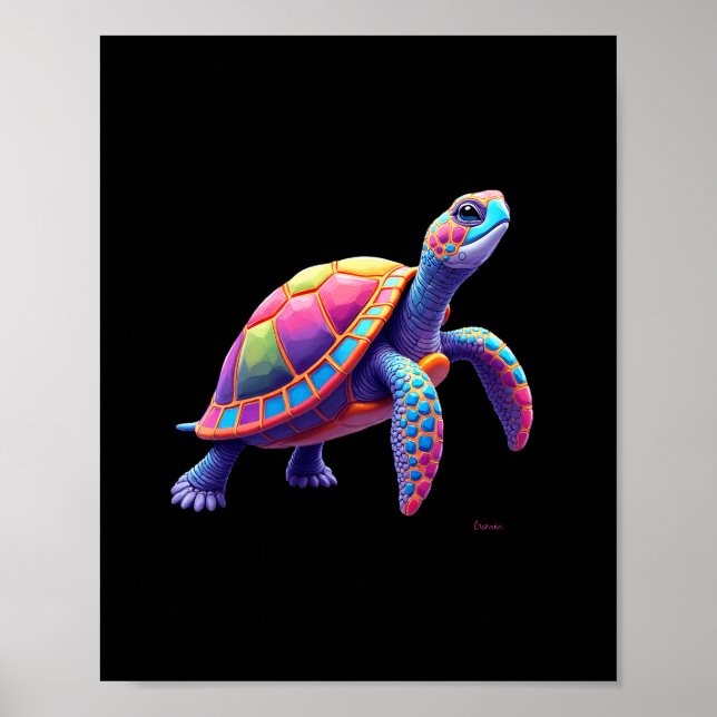Poster Tartaruga-de-caixa-oriental Colorful Splash (4) (Frente)