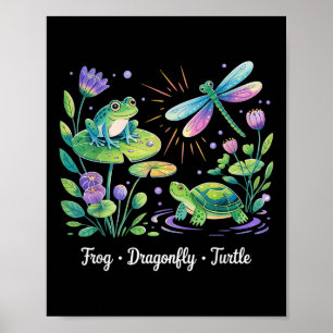 Poster Tartaruga de Dragonfly Sapo com humor político sut