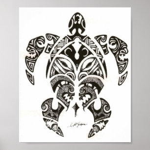 Poster tartaruga de duas caras (honu)