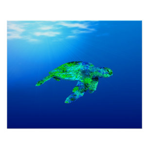 Pôster Tartaruga de mar subaquática