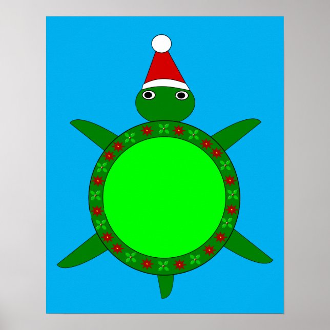 Poster Tartaruga-de-Natal giro com casca de flores (Frente)