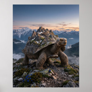 Poster Tartaruga de Pedra Arte Antiga da Montanha