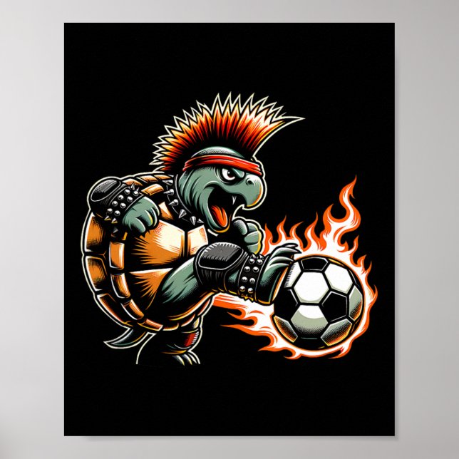 Poster Tartaruga de Punk Rock Chutando Flaming Ll  (Frente)