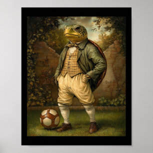 Poster Tartaruga Divertida Jogando Futebol Gráfico Tartar