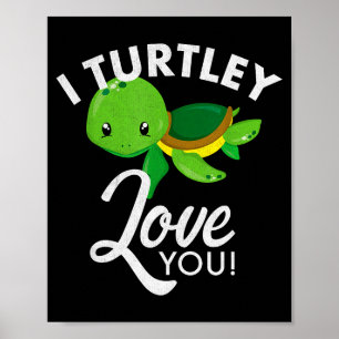 Poster Tartaruga do Dia dos Namorados Fofo Eu Amo Você Va