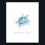 Poster Tartaruga-do-mar<br><div class="desc">Perfeito para quartos de crianças, banheiros e áreas de vida em sua casa de praia tropical. Este impressão apresenta minha mão original pintada de aquarela, a tartaruga marinha em tons de azul e verde-turquesa. Corresponde à minha coleção de decoração do lado do mar. Para ver mais arte pelos Designs Victoria...</div>