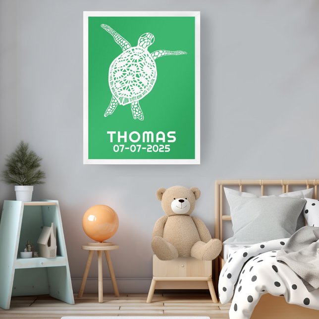 Poster Tartaruga do Mar Cento NOME PERSONALIZADO DE BEBÊ  (Cute Sea Turtle CUSTOM BABY NAME BIRTHDAY Art Poster
Green Tortoise Ocean Eco Nature)