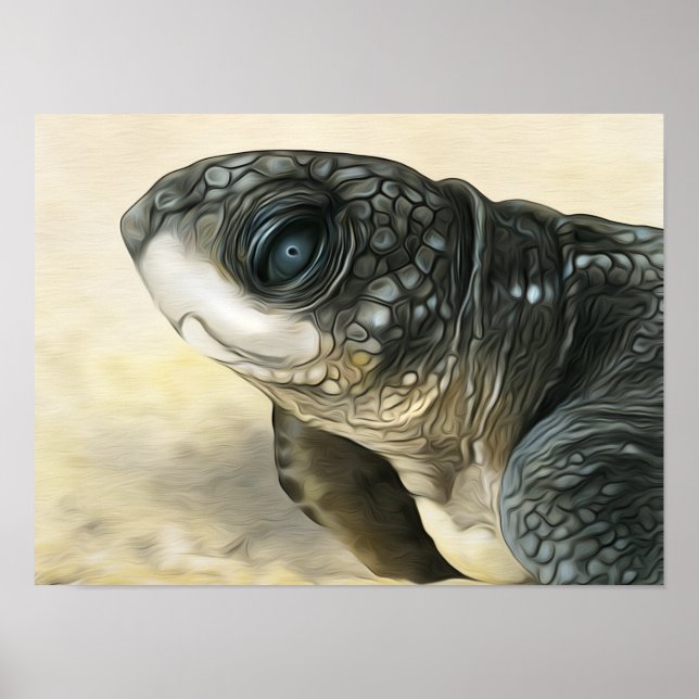 Poster Tartaruga do Mar de Leatherback Estilizada (Frente)