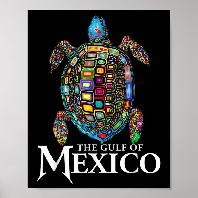 Poster Tartaruga Do Mar Gráfico Do Golfo Do México Nunca  (Frente)