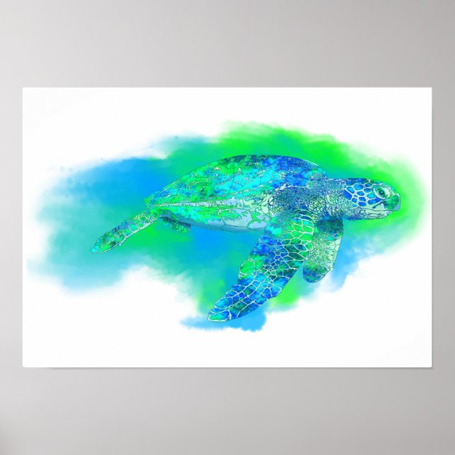 Pôster Tartaruga do Mar Nadado (Frente)
