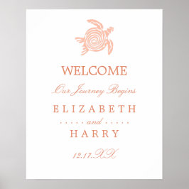 Poster Tartaruga do Mar Oceano, Casamento de Praia Suave 