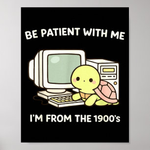Poster Tartaruga engraçada amante anos 80 90 meme kawaii 