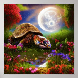Poster Tartaruga fantasia e lua   