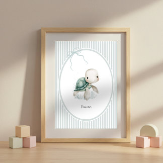Poster Tartaruga Fofa Personalizada – Presente de Chá de