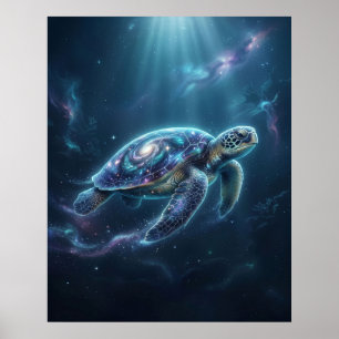 Poster Tartaruga Galáctica Oceano Cósmico