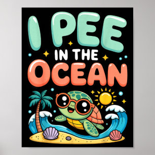 Poster Tartaruga kawaii da praia sarcástica engraçada cri