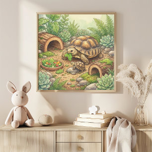 Poster Tartaruga Mãe e Berçário de Bebê