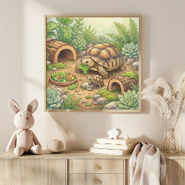 Poster Tartaruga Mãe e Berçário do Bebê