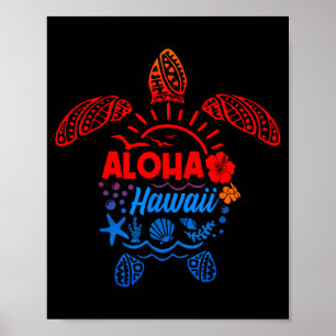 Poster Tartaruga marinha aloha havaí tropical verão praia