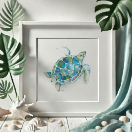 Poster Tartaruga Marinha Aquarela