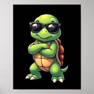 Poster Tartaruga Marinha Dabbing Amante de Animais Salve