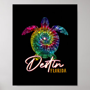 Poster Tartaruga Marinha Tie Dye Destin Flórida Família C