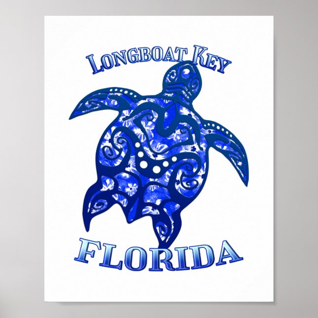 Poster Tartaruga Tribal da Flórida de Férias Longboat (Frente)