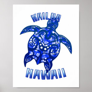 Poster Tartaruga Tribal de Vacinação Kailua Hawaii