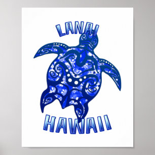 Poster Tartaruga Tribal de Vacinação Lanai Hawaii