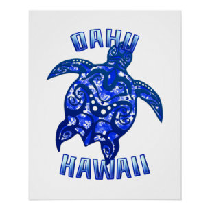 Pôster Tartaruga Tribal de Vacinação Oahu Hawaii