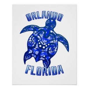 Pôster Tartaruga Tribal Orlando Florida Vacation