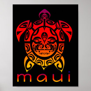 Poster Tartaruga Vívida do Mar do Havaí