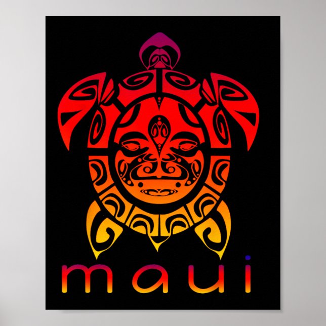 Poster Tartaruga Vívida do Mar do Havaí (Frente)