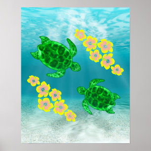Poster Tartarugas de mar verde