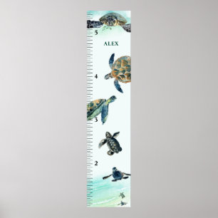 Poster Tartarugas do Mar em Aquarelas Personalizadas