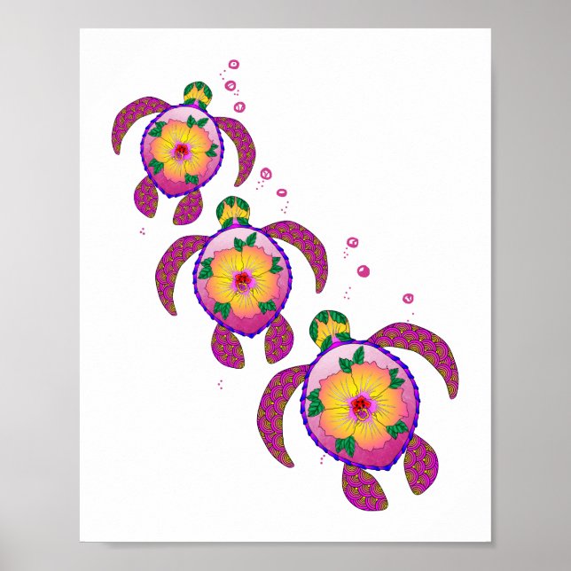 Poster Tartarugas tropicais havaianas Honu (Frente)