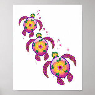 Poster Tartarugas tropicais havaianas honuenses