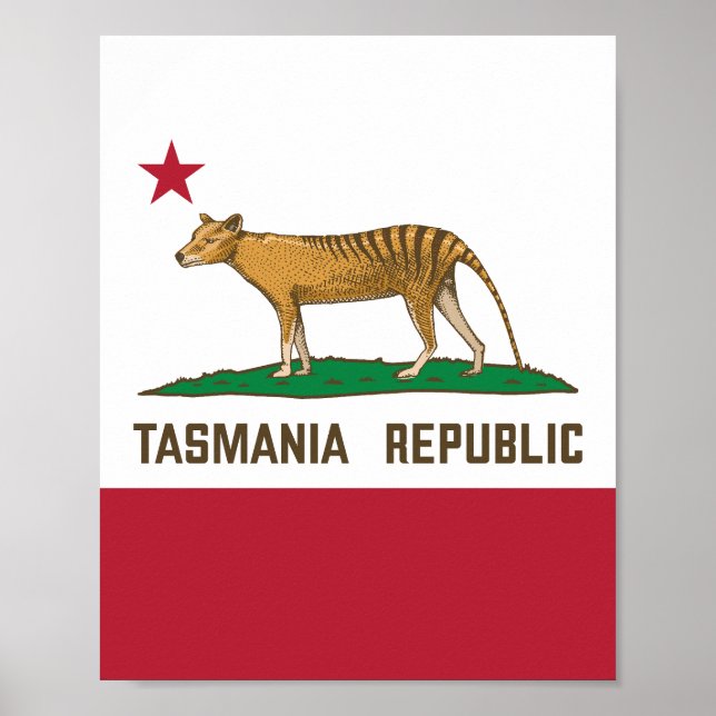 Poster Tasmânia República da tilacina Bandeira da Tasmâni (Frente)