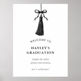 Poster Tassel Black Bow Graduation Party Welcome