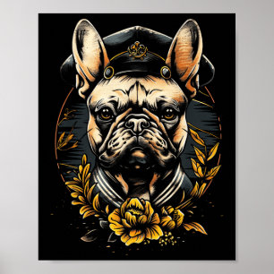 Poster Tattoo Art French Bulldog Traditional Sailor
